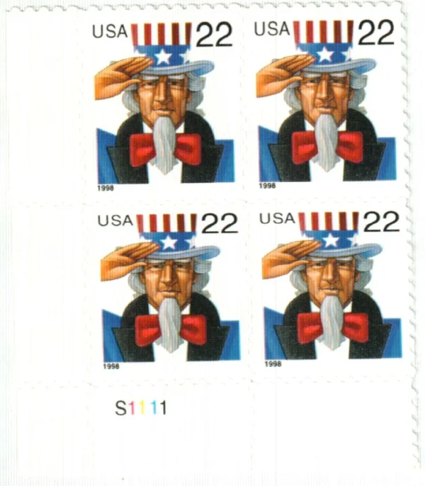 1998 22c Uncle Sam Stamps 1998 22c Uncle Sam Stamps - Image 1