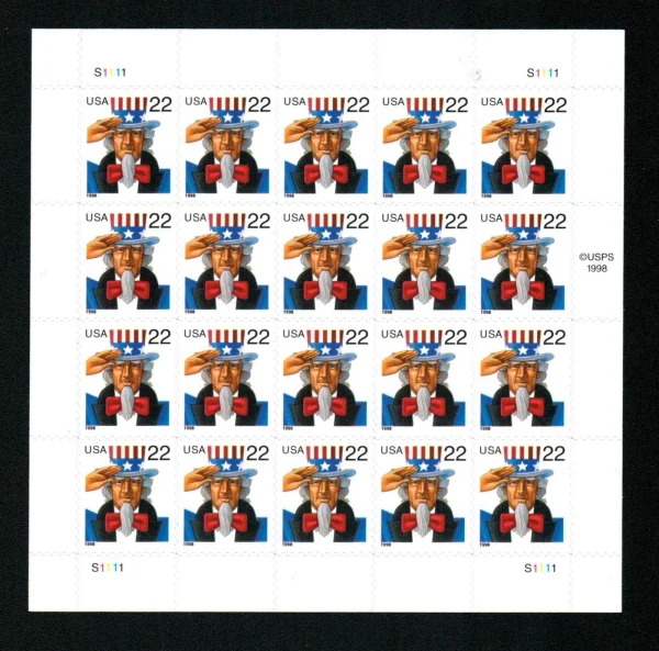 1998 22c Uncle Sam Stamps 1998 22c Uncle Sam Stamps - Image 2