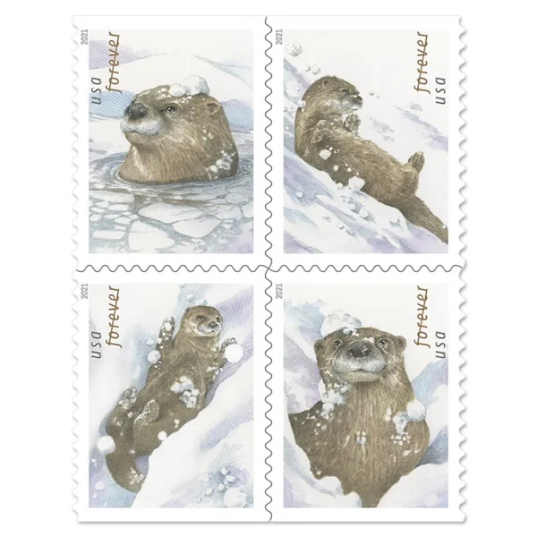 Otters in Snow Stamps Otters in Snow Stamps - Image 1