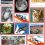 Diverse collection of colorful US postage stamps featuring various themes like space, animals, and vehicles.