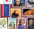Collection of new USA Forever stamps featuring diverse themes, people, and landscapes.